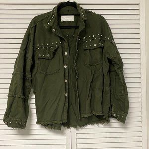 Zara Oversized Studded Green Shacket / Jacket